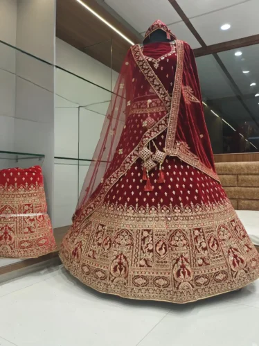 Velvety Red Designer Lehenga