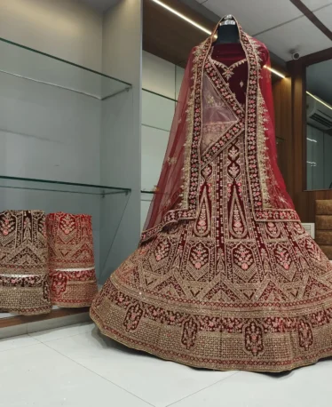 Velvety Maroon Designer Lehenga