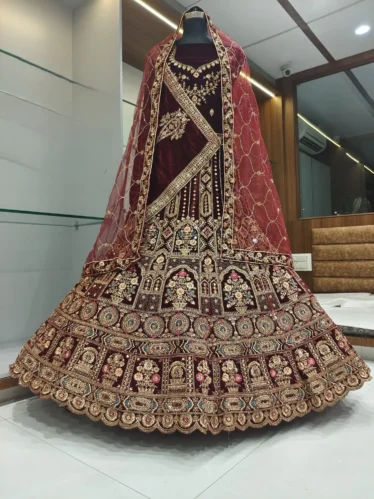 Velvety Maroon Designer Lehenga