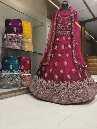 Dark Red Designer lehenga