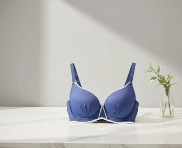 Elegant Lift Padded Bra – Blue with Contrast Trim